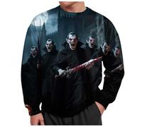 Generisch Sweatshirt Problem Solved Halloween Long Sleeve Shirt Men's Pullover Bloodstain Halloween Casual Crew Neck Hoodie Costume Bloody Splatter Pattern Tops Shirt Printed Top, Blue-A, M