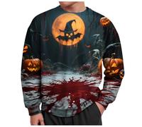 Generisch Sweatshirt Problem Solved Halloween Long Sleeve Shirt Men's Pullover Bloodstain Halloween Casual Crew Neck Hoodie Costume Bloody Splatter Pattern Tops Shirt Printed Top, Orange-a, S