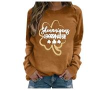 Generisch Sweatshirt with Crew Neck for St. Patrick's Day Bathrobe Women's with Zip Without, brown, S