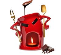 Generisch Sweet Fondue Cup, Ceramic Cup for Processed Cheese, Fondue with Fork and Spoon for Cheese, For Birthdays, Wedding Parties, Romantic Evening, Family Celebrations, Desserts, Biscuits, Sweets