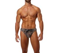 Generisch Swimming Trunks Hawaii Men's Triangle Swim Trunks for Men Leopard Print Beach Party Meeting Seaside Versatile Swimwear for All Seasons Swim Trunks Size 152, brown, XL