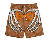 Generisch Swimming Trunks Men's Skeleton Skull Hand Board Leisure Shorts Summer Beach Swimming Shorts Halloween Board Shorts with Skull Print Short Trousers Leisure Trousers Jogging Bottoms, brown, M