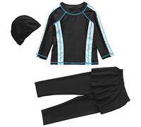 Generisch Swimsuit 80 Girls Swimwear Conservative Swimwear Kids Muslim Full Cover Girls Moderate Summer Swimwear Beachwear Swimwear Bikini Girls with Shorts, black, 14-15 Years