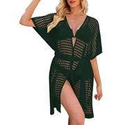 Generisch Swimwear Cover Women Mid-Length Sleeve Pullover Plus Size Viscose Muslim Women Dress for Prayer, Green, L