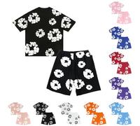 Generisch T-Shirt and Shorts Set Boys Girls Summer Tracksuit Jogging Suit Streatwear Y2k Hip Hop Short Sleeve T-Shirt and Trousers with Cotton Wreath Unisex 2-Piece Tracksuit Cotton Sports Suit, @10