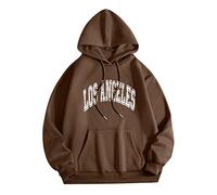 Generisch T Shirt Los Angel Men Women Letter Graphic Hooded Print Crew Neck Long Sleeve Sweatshirt Tops Blue Men, coffee, L