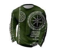 Generisch T-Shirt Men's Wolf Printed Waffle Long Sleeve Crew Neck Regular Fit Tops Work Shirt Casual Tops Leisure Shirt Casual Jumper Animal Print Sweatshirt Jumper, dark green, XXL