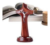 Generisch Table Cross - Catholic Wooden Statue Decoration - Jesus Christ Standing Cross, For Table Centrepiece Church Desk Housewarming Living Room Bedroom
