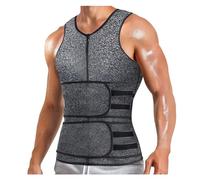 Generisch Tank Top Organic Waist Trainer For Men Sauna Double Body For Belly Fat Slimming Gym Workout Tops Men Side Open, darkgray, 3XL