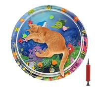 Generisch Tapis de Jeu D'eau Pour Chats - Mat de Billiards | 35.43 Pouces PVC | Coussin Rafraîchissant Interactif Avec Pompe à Air, Jouet d'Été Pliable, Idéal Tapis de Jeu D'eau Pour Chats et Chiens