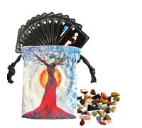 Generisch Tarot Dice Bag, Tarot Card Bag | Velvet Bag with Tree People Pattern for Tarot Tarot Card Holder with Drawstring for Tarot Jewellery Crystal Divination Accessories, Mixed colour, see