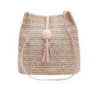 Generisch Tassel Wooden Ball Wild Shoulder Bag Beach Leisure Bag Shoulder Bags Women's Sporty, red, One Size