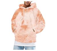 Generisch Teddy Hoodie Men's Oversized Hoodie for Men Thick Pullover Soft Comfortable Teddy Fleece Jacket Plush Winter Jumper Fleece Hoodie Plain Sweatshirt, orange, Medium