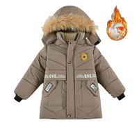 Generisch Teenager Black Boys Winter Thick Fashion Padded Jacket Long Children's Winter Coat Boys and Girls Warm Padded Jacket Women Winter 46, khaki, 140 XXL