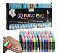 Generisch Textile Paint - Permanent Soft Textile Paints - 30 ml Craft Supplies Waterproof 24 Colours for Adults Canvas Wood Decoration Clothing Crafts Children Glass