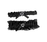 Generisch The Bride Garter for Wedding with Leg Loops Lace Rhinestone, black, One size