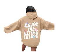 Generisch The Little Things Womens Ladies Hooded Sweater With Lace Up Trousers, khaki, S
