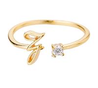 Generisch The Rings Costume Children 26 Initial Ring Jewellery Personalised Initial Letter Open Ring with Rhinestone Ring for Women Flexible Rings Ladies, one size, Copper, No Gemstone