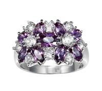 Generisch The Rings for Elegant Women: Silver-Plated Ring with Zirconia Gemstone as Highlight Spiritual Rings (Purple, E)