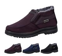 Generisch Thermal Shoes for Men, Lined with Laces, Winter Shoes, Faux Leather, Non-Slip Winter Boots, Fluffy Plush Warm Snow Shoes, Outdoor Winter Boots, Waterproof Slip-On Boots, a, 9.5 UK