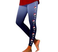 Generisch Thermal Tights Women Leggings for Women Workout Leggings Christmas Print Color Block Pants Soft Stretchy Leggings, navy, XXL