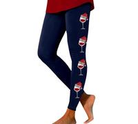 Generisch Thermal Tights Women Leggings for Women Workout Leggings Christmas Print Color Block Pants Soft Stretchy Leggings, navy, XXL