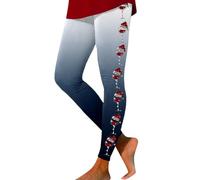Generisch Thermal Tights Women Leggings for Women Workout Leggings Christmas Print Color Block Pants Soft Stretchy Leggings, navy, M
