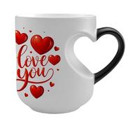 Generisch Thermochrome Colour Changing Mug, 325 ml Ceramic with Heart Handle, Ceramic Love Mug with Colour Effect - For Holidays Wedding Party Tea Milk Water Juice Drink At Home Office