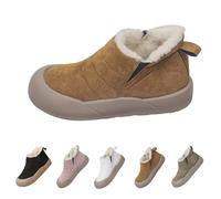 Generisch Thick Cotton Boots Shoes Women Snow Boots Women Waterproof and Lined Non-Slip Platform Plus Size Snow Boots Warm Fleece Lined Short Ankle Boots Slip-On Ankle Boots, White, 8 UK