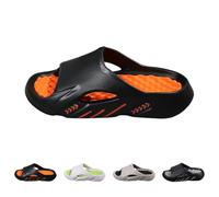 Generisch Thick Sole Sports Swimming Sandals with Wavy Massage Foot Bed, Lightweight Elastic EVA Material, Fashionable Pattern, Comfortable Slippers for Men and Women, A01 Orange, 4 UK