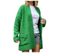 Generisch Thin Pullover Women's 2024 New Women's Pullover Loose Cardigan in Plus Size Removable Long Sleeve Top Women's Dress Wool, Green, L