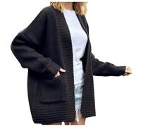 Generisch Thin Pullover Women's 2024 New Women's Pullover Loose Cardigan in Plus Size Removable Long Sleeve Top Women's Dress Wool, black, XL