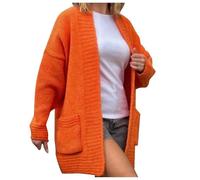 Generisch Thin Pullover Women's 2024 New Women's Pullover Loose Cardigan in Plus Size Removable Long Sleeve Top Women's Dress Wool, orange, XL