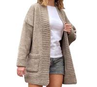 Generisch Thin Pullover Women's 2024 New Women's Pullover Loose Cardigan in Plus Size Removable Long Sleeve Top Women's Dress Wool, khaki, XL