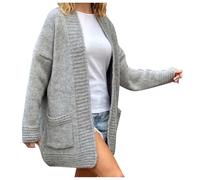 Generisch Thin Pullover Women's 2024 New Women's Pullover Loose Cardigan in Plus Size Removable Long Sleeve Top Women's Dress Wool, gray, L