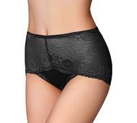 Generisch Thong Thong Women Lace Panties Large Size Medium Waist Tummy Control Butt Lift Briefs, black, XL