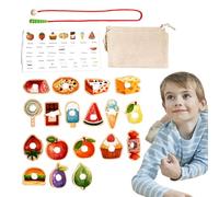 Generisch Threading Game - Wooden 24.5 x 18 x 4 cm | Beads and String for Toddlers | Beads Threading Game | Activity Game for Sorting and Threading, Improving Fine Motor Skills and Hand-Eye