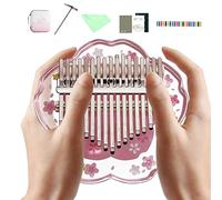 Generisch Thumb Piano - Cute 17 Keys Cherry Blossom Crystal Acrylic Mbira Musical Instruments, Transparent Crystal Calimba, Musical Instrument for Children