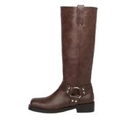 Generisch Timeless Mid-Calf Ankle Boots with Adjustable Strap - Versatile Classic for Cold Seasons Elegant Everyday Look without Frills, brown, 4 UK