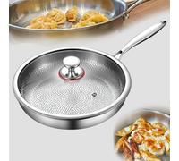Generisch Titanium frying pan, uncoated, titanium pan pro generation 2 with lid, 2025 frying pan, honeycomb structure, frying pan, ultra-durable, scratch-resistant and non-stick coating for the