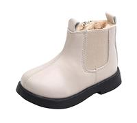 Generisch Toddler Boots and Girls Waterproof Ankle Boots Side Zip Booties Windproof Short Boots Winter Boots 30, beige, 8 UK Child