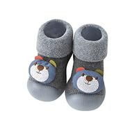 Generisch Toddler Children Toddler Newborn Baby Boys Shoes First Cute Cartoon Thickened Warm Non-Slip Socks Shoes Prewalker Trainers, gray, 7 UK Child