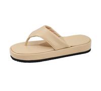 Generisch Toe Separator Women's Black Platform Flip Flop Women's Leather Elegant Non-Slip Toe Sandals Platform Sandals Beach Sandals Faux Leather Flip Flops Toe Separator Bath Slippers Muffin Sandals