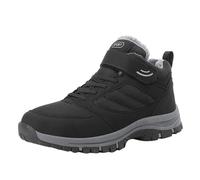 Generisch Toe Velvet Plus Warm Round Keep Snow Shoes Couples Hook & Loop Flat Men's Sports Boots Men's Boots Shoes Waterproof Men 49, black, 10 UK