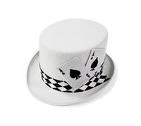 Generisch Top Hat - Playing Card Pattern Costume Accessory | Novelty Felt Top Hat for Amateur Entertainer, Teacher, Cosplayer, Halloween Stage Shows, Themed School Performances