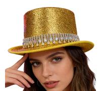 Generisch Top Hat - Unisex Headpiece with Sparkling Rhinestones | Hat | For Cosplay Magic Masquerade Stage Show Festival
