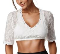 Generisch Top Silk Women's White Dirndl Blouse V-Neck Elegant Short Sleeve Dirndl Blouses for Traditional Dress Tank Top Women's Loose, White, M