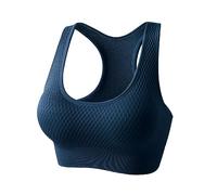 Generisch Top Women's Racerback Sports Bra Medium Support Padded Bra Seamless Women's Sports Bra Non-Wired Yoga Bustier, navy, 3XL