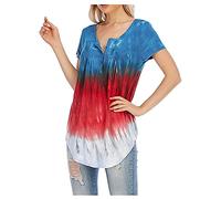 Generisch Tops Blouse for Women Tie-Dye Print Daily Loose Fashion Top Tunics Women, red, 4XL
