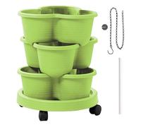 Generisch Tower Flower Pot | Stackable Plant Pot - Three Tier Pots with Removable Wheels and Accessories for Garden Balcony Patio Indoor Outdoor Flowers Vegetables Strawberries